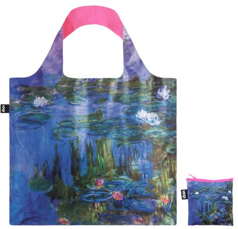 LOQI CLAUDE MONET Sac recyclé Motif lys d'eau fluo, lilas
