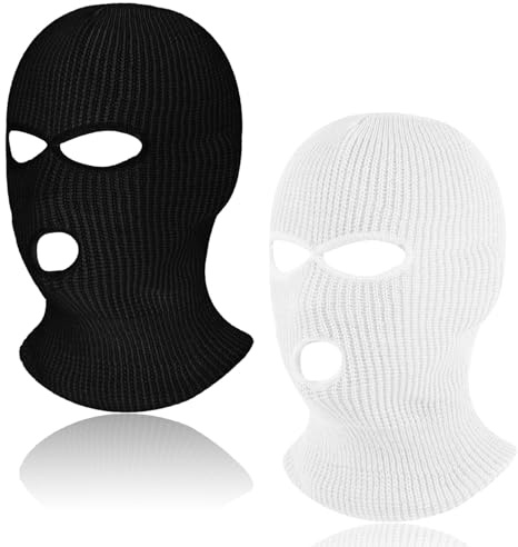 TUONYIS 2 Stück 3-Loch Sturmmaske, Gestrickte Skimaske für Damen Herren, Gestrickte 3-Loch-Kopfbedeckung, Winddicht Warm Sturmmaske, Multifunktionsmaske, für Outdoorsports, Motorrad Fahren