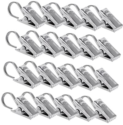 ORFOFE 20stücke Teiliges Rostfreie Vorhangclips Mit Haken Satin-Nickel Beschichtung Stabile Gardinenringe Zum Einfachen Aufhängen Und Verschieben Von Gardinen An Vorhangstangen Für Büro