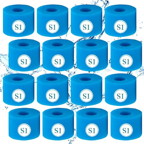 KGIHPC Type S1 Éponge Filtrante de Piscine en Mousse Filtre pour Intex Type S1 pour Piscine,Cartouche filtrante réutilisable pour Bain à remous (16 pièces)