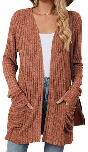 Maglia Donna Invernale Cardigan Lunghi con Tasche Floaty Casual Waterfall Maniche Lunghe Aperto Davanti Spolverino Lungo Maglione Cardigan Nero Morbido Cappotto Cardigan A Cascata per Donna Arancion