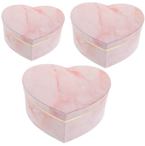 BESTYASH 3stücke Teiliges Herzförmiges Geschenkbox Papier Mit Marmor-design Für Valentinstag Geburtstage Und Blumenarrangements Elegante Aufbewahrungslösungen Für Besondere Anlässe