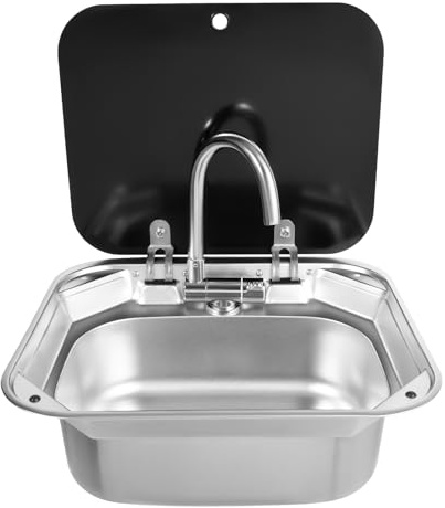 YNAADYH RV Kit d'évier de camping avec robinet, 1 bac pour camping-car, évier avec robinet, 41 x 36,5 x 16 cm (type 1)