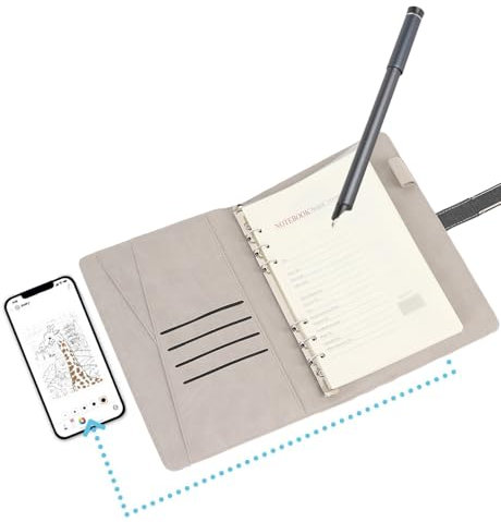 Smart Pen and Notebook, BT5.0 Smartpen Writing Set Supports OCR Text Recognition Real Time Sync for Digitizing, Storing, and Sharing Paper Notes (Black)