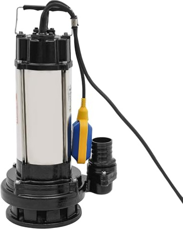 KANBCNG Pompe à eaux usées en acier inoxydable de 1500 W - Pompe submersible avec interrupteur à flotteur contrôlé - Hauteur de refoulement maximale : 22 m - Débit maximal : 36 m³ - Convient pour