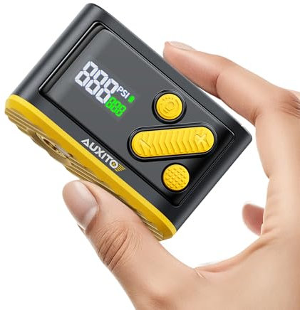 AUXITO Mini Fahrradpumpe Elektrisch mit Manometer,120PSI Akku Fahrradpumpe alle Ventile(Presta&Schrader),20 Sekunden schnelles Aufpumpen,Luftpumpe Fahrrad für Rennrad,Mountainbike,E-Bike,Motorrad