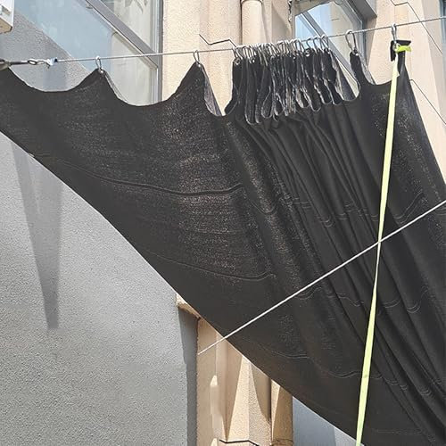 Voile d'ombrage rétractable ondulée, pergola, auvent ondulé Respirant, Voile d'ombrage en Forme de U for Porche, Cour, Jardin, Piscine; bâche Pare-Soleil Noire en Maille Filet(8x8m/26.25x26.25ft)