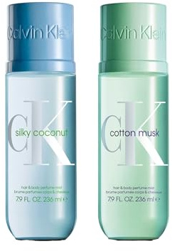 Bundle of Calvin Klein Silky Coconut Hair & Body Perfume Mist 236ml + Calvin Klein Cotton Musk Hair & Body Perfume Mist 236ml