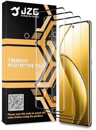 JZG 3 x Protector Pantalla para Realme 12 Pro/12 Pro Plus 5G(6,70 Pulgadas), Autorreparación, Compatible Huellas Dactilares ID, HD Clara, Antiarañazos