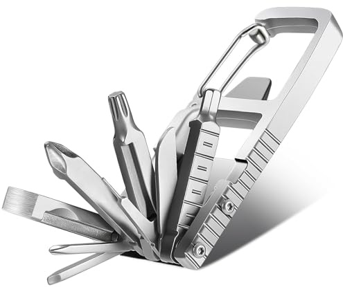 Uadme Llavero Multiherramienta 12 en 1, Navaja Multiusos Supervivencia, Bolsillo Plegable de Acero Inoxidable, EDC Gadgets, para Camping, Senderismo