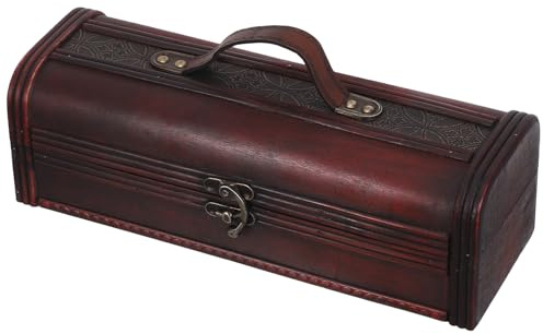 Holibanna Caja de Madera Almacenamiento Seguro y Diseño Retro Vintage con Asa, Soporte Botella para Vino para Ocasiones Navideñas y Uso Doméstico