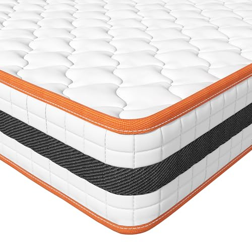 CozyLiving Hybrid Memory Foam and Spring Mattress, Double 4ft6 Breathable Memory Foam Mattress, Orthopaedic Comfort, Pressure Relief and Hypoallergenic