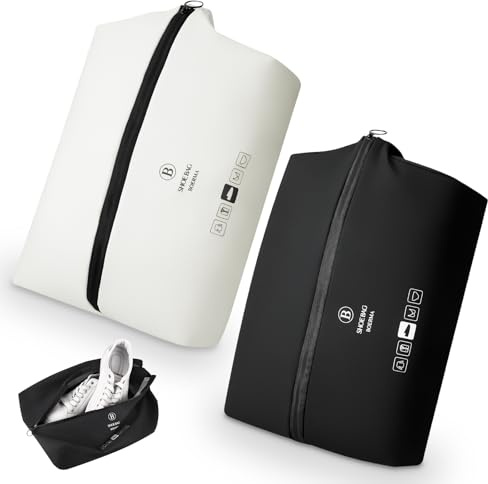 TranRantic 2 STÜck Schuhbeutel für Unterwegs, Wasserdichter, 32×22×10cm | Schuhbeutel Sport mit Reißverschluss & Tragegriff, Atmungsaktiv, Wiederverwendbarer Schuhtasche für Koffer Fitness Schwimmen