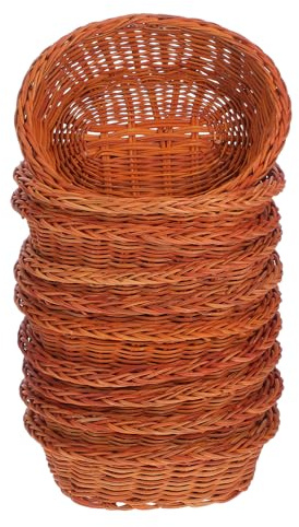 GANAZONO Cestas de Pan Ovaladas de Ratán Marrón 10 Piezas, 15,5x11,5x4 CM | Cesta de Pan Tejida Ovalada, Cesta para Servir Pan, Almacenamiento de Cestas de Pan en Cocina