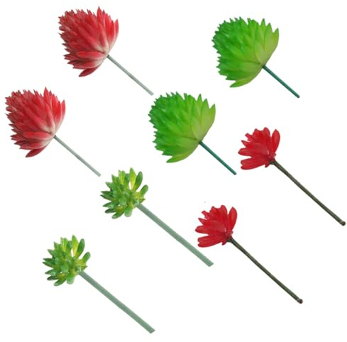 LALADEFIEE 8 Pcs Artificial Succulent Plants Red Pvc Decorative Fake Succulents Lightweight and Easy to Take Care for Mini Garden and Decorative