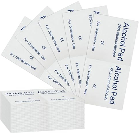 Alcohol Wipes for Cleaning 200 PCS 3x6cm Alcohol Swabs, alcohol Pads, Individually Packaged Rubbing alcohol Wipes for Nails Cleaning Doorknobs Cutlery Glasses