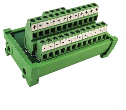 Morsettiera di distribuzione dell'energia industriale, 2 ingressi 12 uscite splitter per guida DIN da 35 mm, 25A per capacità di carico totale per applicazioni PLC e controllo motore, PVC Buil