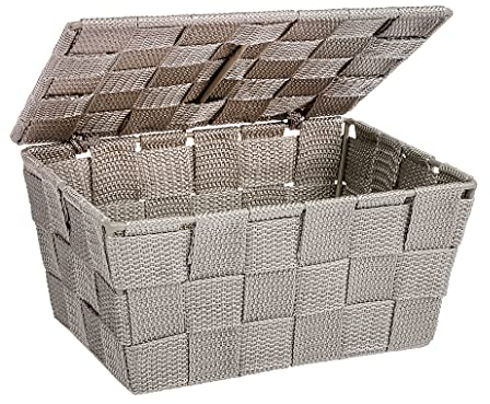 Wenko Cestino con coperchio Adria taupe, Polipropilene, 19 x 10 x 14 cm, Tortora
