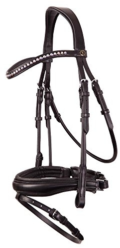 BR Trense Anatomical, Vollblut Cob, schwarz, Swarovski Kristalle Silber, € 159,95