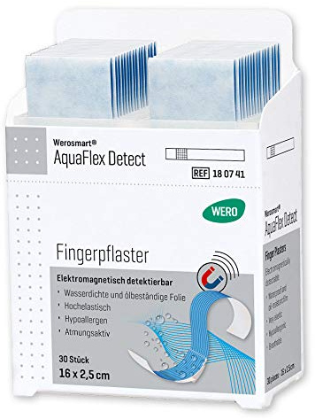 Werosmart® Pflasterspender-Einsätze Fingerpflaster 16 x 2,5 cm (Wasserfest | Blau | Detektierbar)