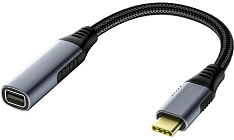 sicotool USB Type C to Mini DP Mini DisplayPort Conversion Adapter Male to Female Cable 4K @ 60Hz (18cm) Compatible with USB C Phone Tablet Laptop to Mini-DP Monitor
