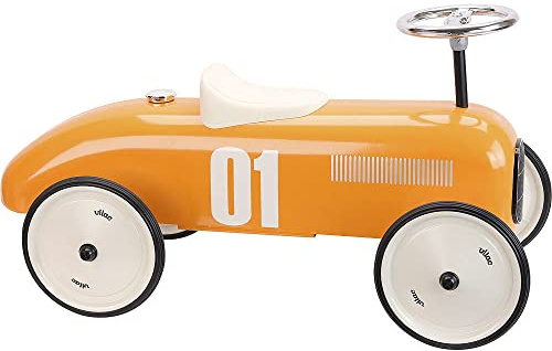 Vilac - Macchina a spinta per bambini, stile vintage, in metallo, colore: arancione
