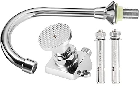 FAUCET Grifo de Pedal Para Fregadero, Montaje en Suelo, Latón Plateado, 21,5x16,5x8 cm, Control Sin Contacto, Para Laboratorio y Hogar