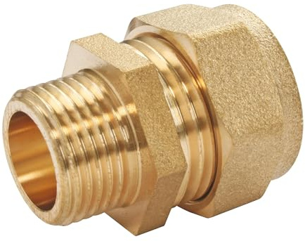 SOMATHERM FOR YOU, Raccord laiton à compression pour tube cuivre Ø14, mâle 20/27 - Idéal pour plomberie, réseaux d'eau sanitaire et chauffage, étanchéité filet ou joint plat | Raccordez facilement votre tube cuivre grâce à ce raccord à compression en laiton, durable et simple à raccorder.