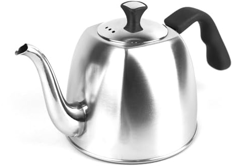 Maestro MR-1333-Tea Teekanne mit Deckel und Sieb 1,1L Wasserkessel Wasserkocher für Herd Induktion Edelstahl Teekessel, Silber/Schwarz