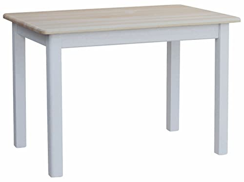 k koma - Table de salle à manger en pin massif, laqué, couleur : blanc/miel (60 x 80 cm)