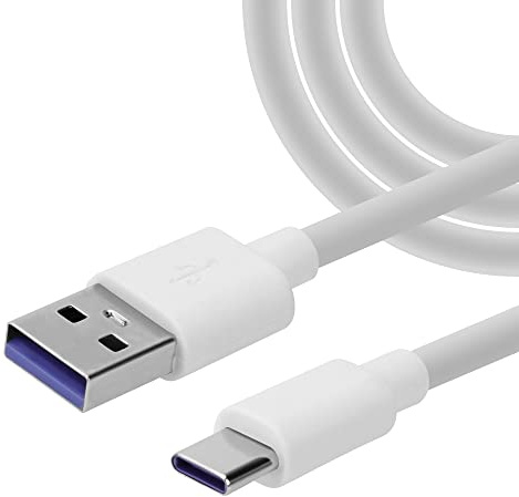 iCatchy Cable USB tipo C, blanco – conectores reversibles, macho a micro tipo C USB, 5A sobrecarga, cable de carga rápida, carga de transferencia de datos, compatible con iPhone, Samsung, iPad