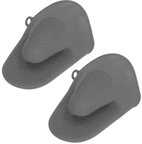 Pssopp Silikon Ofenhandschuhe 2 Stück Mini Silikon Verdickte Verbrühungsschutz Kochhandschuhe für die Küche (Grau)