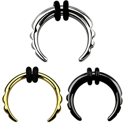 1,6 mm - 3 mm Dehnsichel Pincher Dehnstab Septum Nase Nose Expander Wellen Schwarz 2 mm * 12 mm