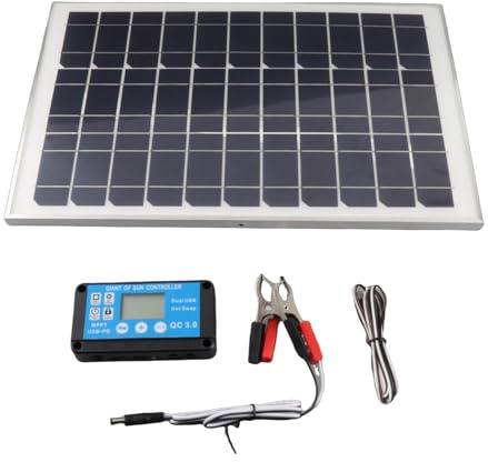 Fockety 100W 12V/24V Solar Panel Kit, Monocrystalline Solar Panel Starter Kit with 20A Solar Charge Controller & Solar Cables for RV, Boat, Marine, Caravan, Camper, Off Grid System