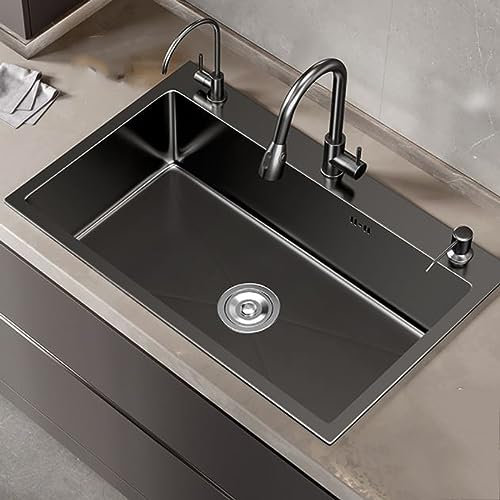 Lavello da Cucina Lavabo Grande a Fessura Singola Lavello in Acciaio Inox Nano Lavabo da Cucina sottopiano Lavabo (550x450mm)