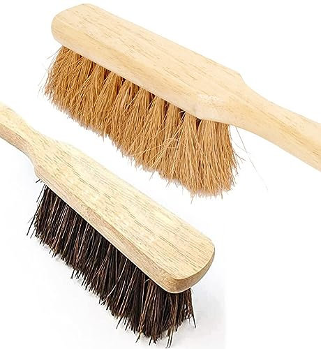 RANASONS TWIN PACK COCO Wooden Hand Brush Hard Bristles Soft Bristles Broom Head Sweeping Indoor and Outdoor