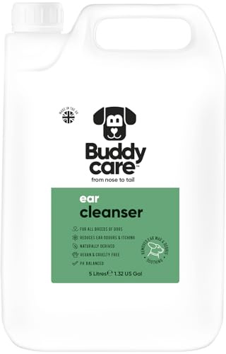 Buddycare | Limpiador para orejas de perro | Solución de limpieza relajante para orejas de perros | Ingredientes de origen natural con Aloe Vera, 5L