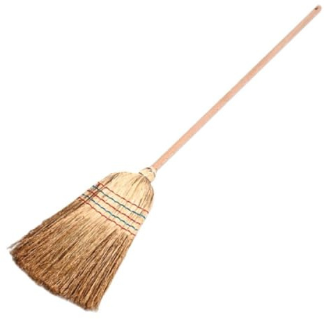 NAKA Besen Aus Reisstroh Holz Reisstrohbesen Mit Stiel Strohbesen Für Garten Reisbesen Outdoor Gartenbesen 5-Naht 130 cm