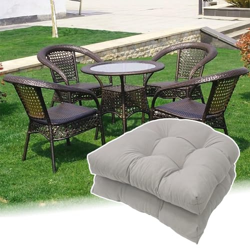 AFIONA Juego de 2 Cojines de Mimbre para sillas de Interior y Exterior, Cojines para Patio, Cojines para sillas de Exterior, cómodo Relleno de algodón PP, Asiento en Forma de U de 19 x 19 Pulgadas (C