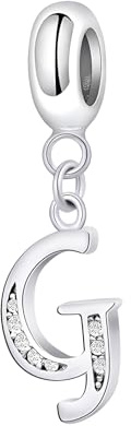 Symretie Damen 925 Sterling Silber Initial Charms Anhänger Buchstaben A-Z Silberner Anhänger Kompatibel mit Europäischen Armbänder und Halskette