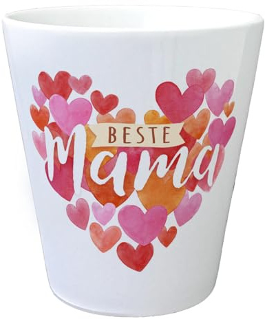 Herzen Blumentopf mit Spruch Beste Mama Ideal Muttertagsgeschenk Liebe im Herz Design Für Mutti Mutterliebe Familie Ehren
