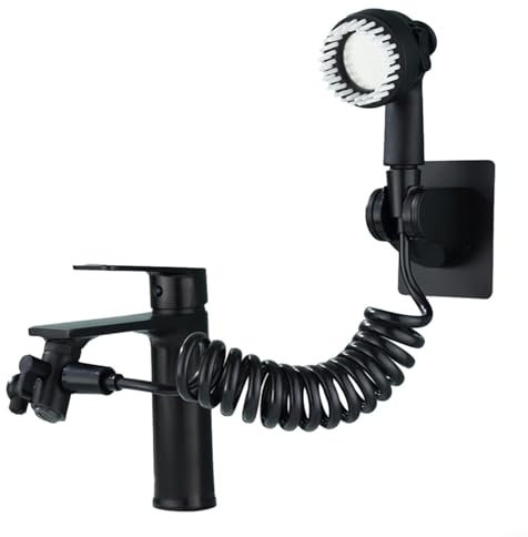 Zoegneer Wasserhahn-Luftsprudler Spritzkopf-Verlängerung Handsprüh-Set für Badezimmer-Waschbecken (schwarz)