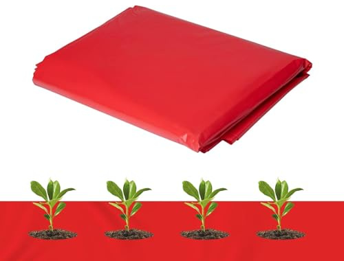 Sirseon Roter Mulch für die Landschaftsgestaltung,Gartenmulch für Gemüse,Roter Mulch Pflanzmulchfolie | Mulchfolie, rote Wachstumsfolie, landwirtschaftliche Kulturfolie für Tomaten, Erdbeeren,