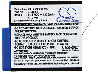 1220mAh 4.70Wh Battery Replacement for Go-Pro HD8.01, Hero 5 Black, Hero 6 Black, Hero 7 Black, Hero 7 White, Hero 8, Hero 8 Black fit Part No. 601-10197-00, 601-27537-000, AHDBT-801, SPJB1B