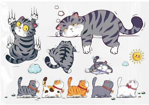 Generisch Cartoon-Katzen-Autoaufkleber, Wasserdichte Cat Aufkleber, Multicolor, Cartoon, Autoaufkleber für Auto Wand Laptop
