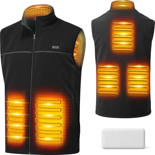 LABCOOL Heated Gilet for Men Women- Heated Vest with Micro-fleece - USB Powered 6-Zone Heating & 3 Heat Settings - 10000mAh Power Bank - Machine Washable - Ideal for Outdoor