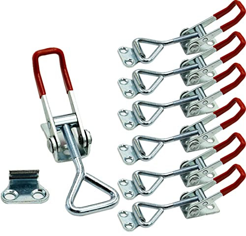 6 Pack Toggle Clamp,Adjustable Toggle Clamp,360lbs Holding Capacity Heavy Duty Toggle Catch Latch Hasp Clip Clamp for Door, Cabinet Box Case Trunk, Smoker Lid, Quick Release Pull Latch Tools