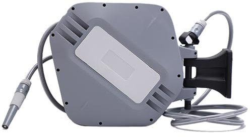 HICHIKA Hose Reel 20M – Wall Mounted Retractable Hose Reel for Garden, Auto Lock and Auto Rewind, 8 Function Spray Gun, 180°Swivel Hose Box, Outdoor Watering Securely Store