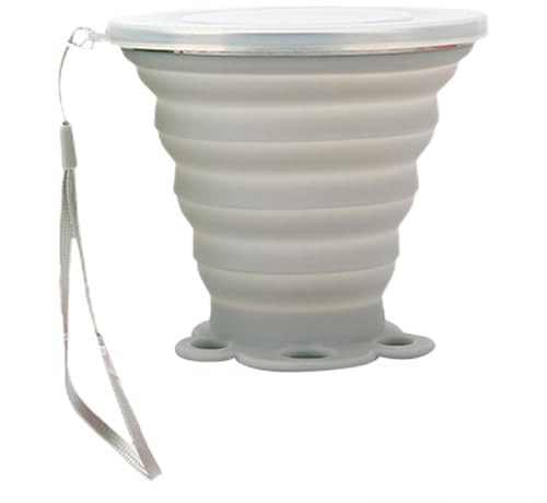 Vasos plegables de silicona, vasos plegables – Tazas de café plegables de silicona para acampar con tapas para adultos, taza plegable con tapa