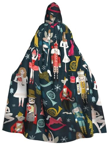 Yiyilong Unisex Adult Nutcracker Ballet Print Hooded Cloak Cosplay Costume Halloween Hooded Robe